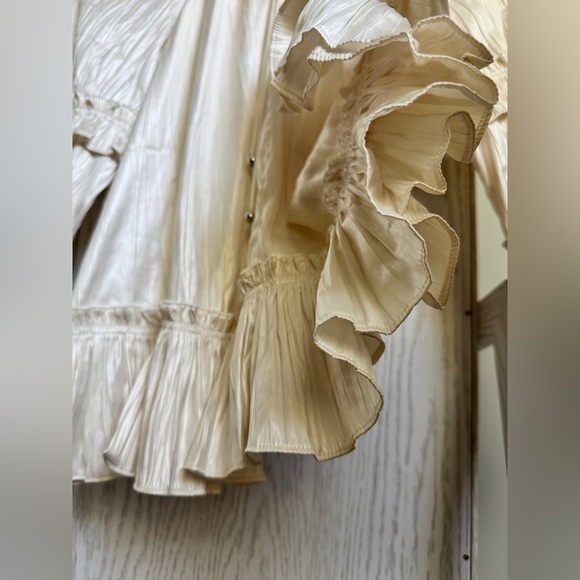 BCBGMAXAZRIA Ruffle Peasant Long Sleeve Blouse - Picture 10 of 15